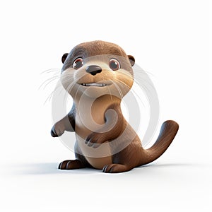 Playful 3d Cartoon Otter: Pixar-inspired Character Design