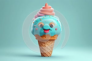 Playful 3D ice cream characters with expressive eyes