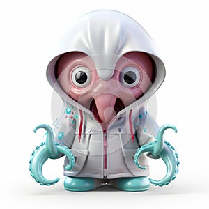 Playful 3d Render Of A Teeny Tiny Toy Octopus With Jacket