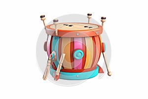 Playful 3D Toy Drum Illustration Isolated on a Transparent Background. Generative Ai