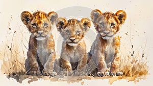 Playful African Lion Cubs in Serengeti National Park AI Generated