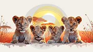 Playful African Lion Cubs in Serengeti National Park AI Generated