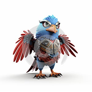 Playful Animated Bird With Armored Wings - Clash Of Clans Style