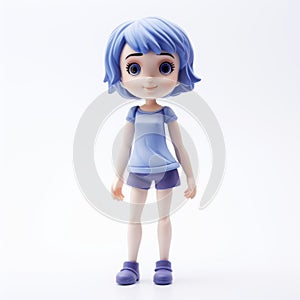 Playful Anime Figurine With Blue Hair And Purple Blouse