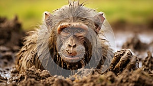Playful Baboon Covered In Mud: A Captivating Schlieren Photography