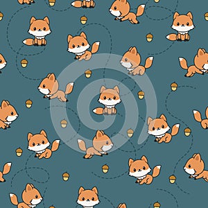 Playful baby foxes seamless pattern