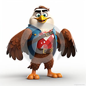 Playful Bald Eagle Superhero Cartoon Character In Tiago Hoisel Style