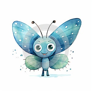 Juguetón azul mariposa acuarela firmar ilustraciones 
