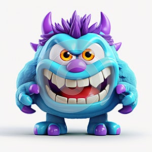 Playful Blue Monster 3d Icon With Clay Material - Nintendo Style