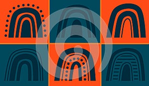 playful of boho rainbow digital artwork. bundle rainbow illustrations