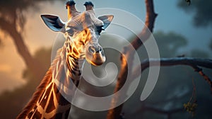 Playful Caricature Of A Giraffe In Vray Tracing Style