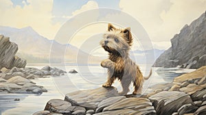 Playful Caricature Of Yorkshire Terrier Puppy In Nunavut Landscape