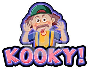 Playful cartoon character with kooky word expression