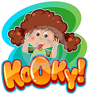 Playful cartoon character with kooky word expression