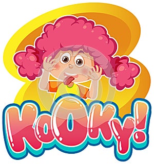 Playful cartoon character with kooky word expression