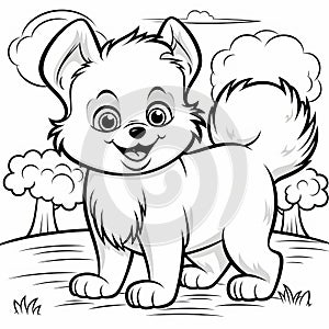Playful Cartoon Dog Coloring Pages For Kids photo
