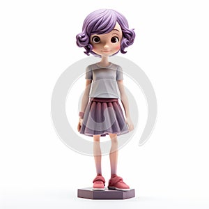 Playful Cartoon Girl Figurine With Purple Hair - Ricoh Ff-9d photo