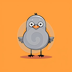 Playful Cartoon Grey Bird On Orange Background - High Resolution Creative Commons Design