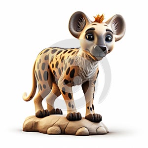 Playful Cartoon Hannah Hyena Figurine Cute 3d Clay Render