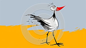 Playful Cartoon Seagull In High Contrast Style