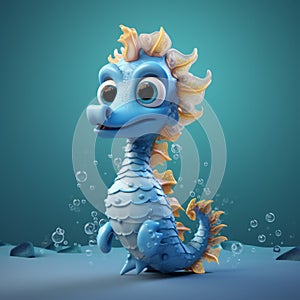 Playful Cartoon Seahorse Sculpted In Zbrush photo