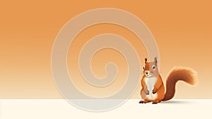 Playful Cartoon Squirrel On Minimalist Background