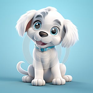 Playful Cartoon White Dog In Disney Animation Style