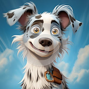 Playful Cartooning: The Dog - A Realistic Avatar With Blue Colored Eyes
