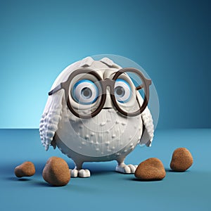 Playful Cartoonish Owl With Glasses In Cinema4d Style