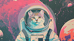 Playful Cat in Astronaut Suit Ventures into the Unknown of Space