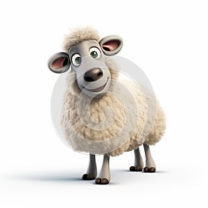 Lighthearted 3d Pixar Sheep On White Background photo