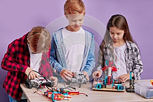 Playful children spend time in engineering club