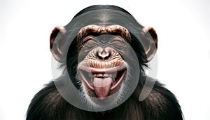 Playful Chimpanzee funny with gesture Sticking Out Tongue