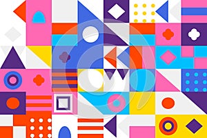 Playful Color Block Geometric Pattern with Abstract Shapes and Vibrant Design