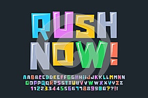 Playful comical original alphabet design, colorful, typeface.