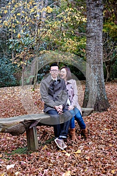 Playful couple in autumn