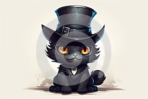 Playful Cute cartoon cat in tophat. Generate AI