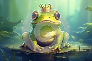 Playful Cute frog prince. Generate Ai