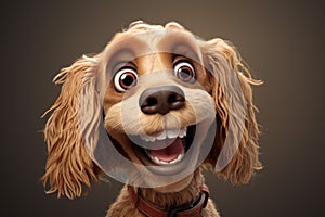 Playful Cute smiling cartoon dog. Generate Ai