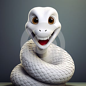 Playful 3d Snake With A Bright Smile On Gray Background photo