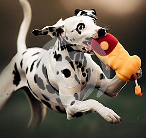 Playful Dalmatian with Toy photo