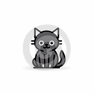 Playful Dark Gray Cat Icon With Minimalistic Design