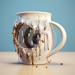 Playful And Detailed 3d Coffee Mug With Photobashing Style