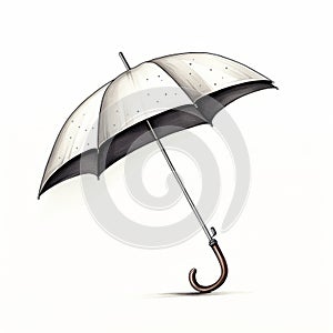 Playful And Detailed Black And White Umbrella Illustration