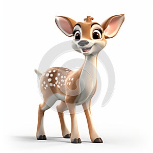 Playful Disney Fawn: Animated 3d Deer Illustration By Pixar