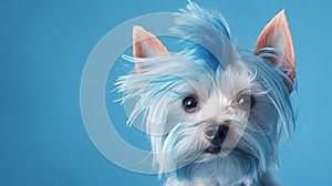 Playful Dog with a Blue Shaggy Hairstyle AI Generated