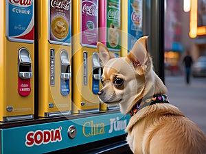 Playful Dog Interacting with a Vending Machine Animation