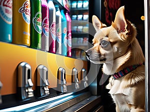 Playful Dog Interacting with a Vending Machine Animation