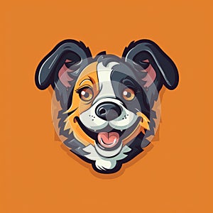 Playful Dog Mascot Cartoon On Orange Background photo