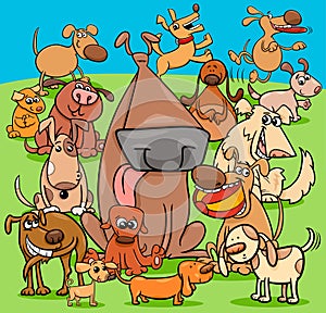 Playful dogs cartoon characters group